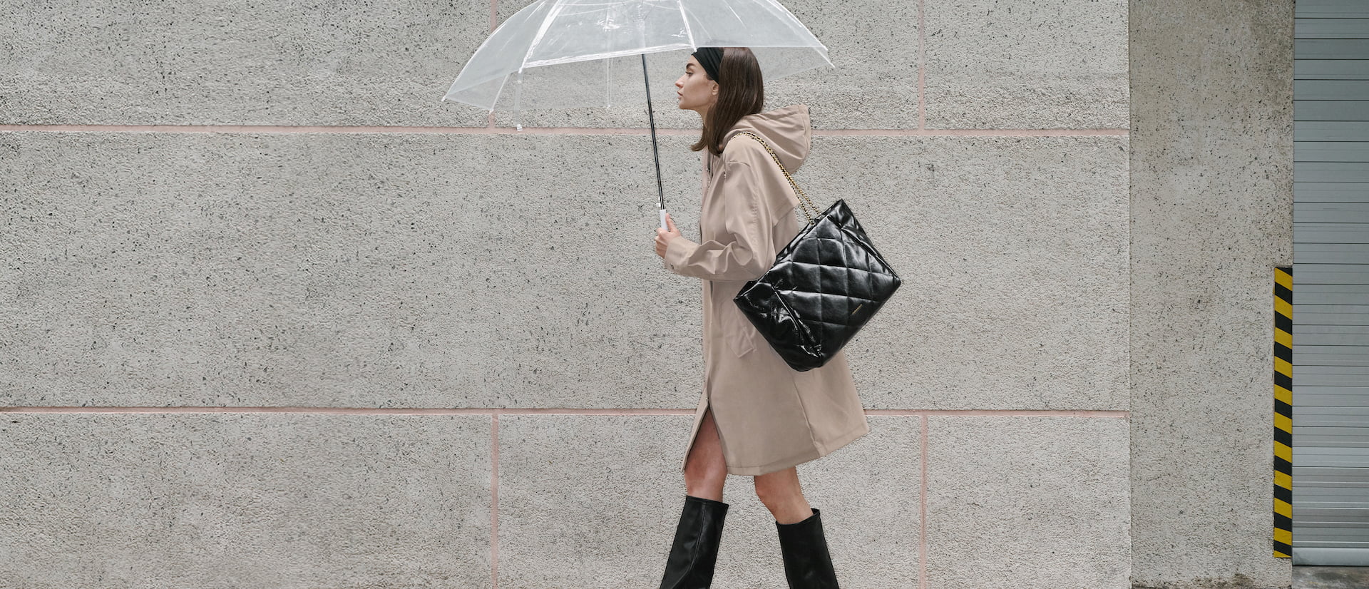 Women’s Apfra quilted chain-handle tote bag in black & Jett knee-high boots in black box - CHARLES & KEITH