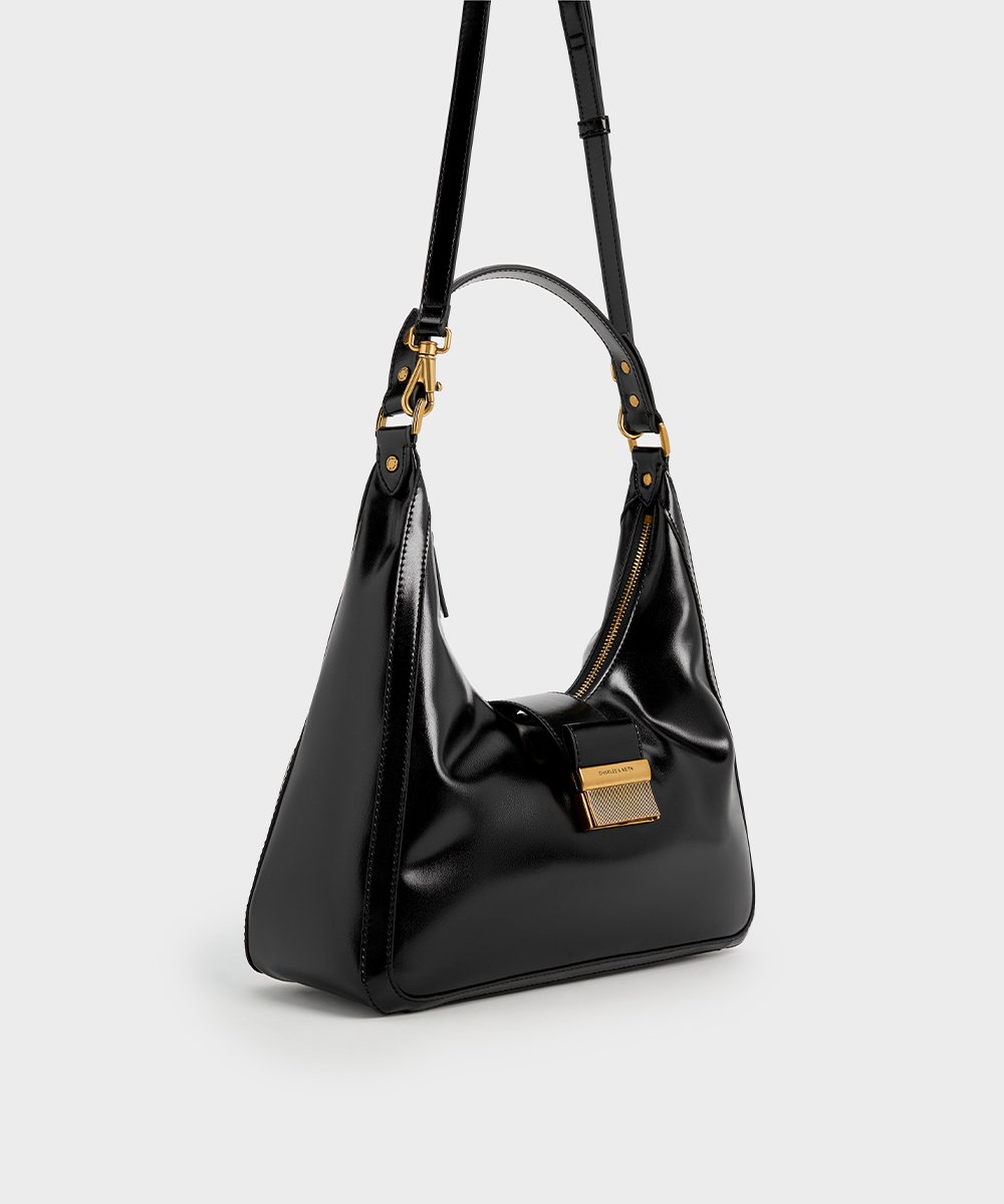 Women’s Charlot hobo bag in black (with detachable strap) – CHARLES & KEITH