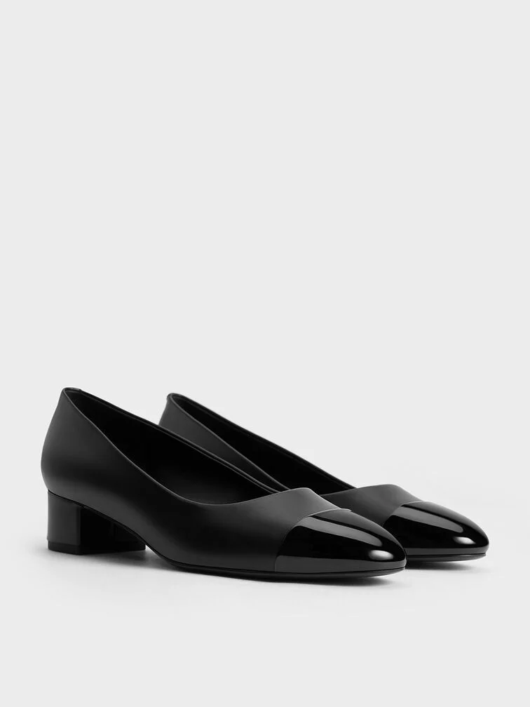 Escarpins vernis à bout contrastant pour femme en noir - CHARLES & KEITH