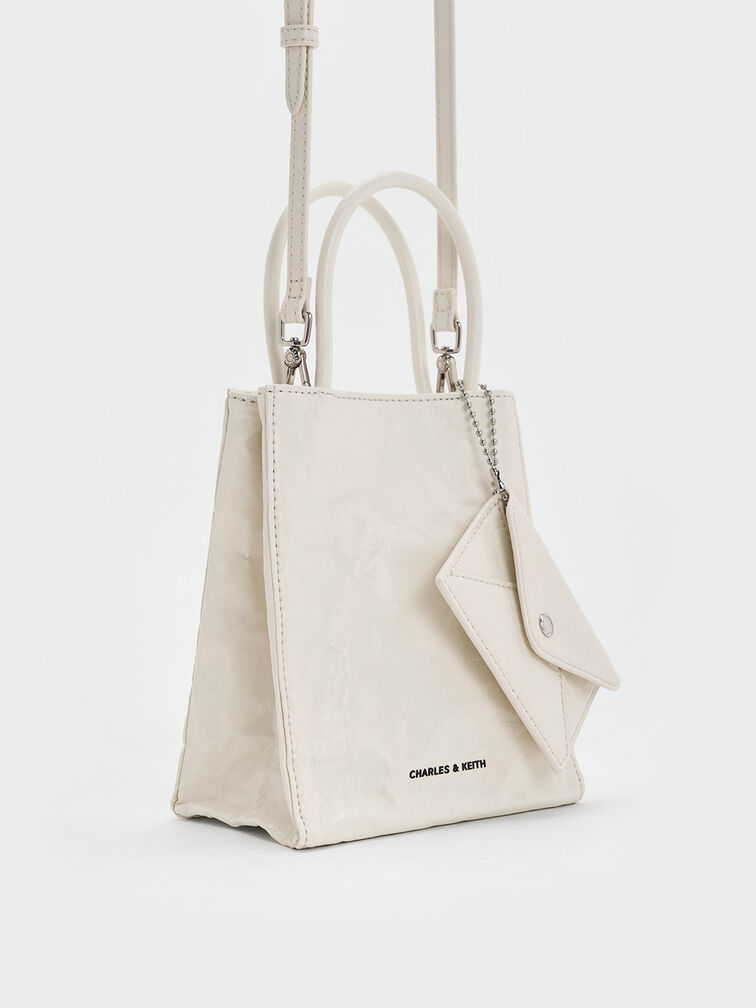 Sac cabas allongé en denim Matina en crème pour femme - CHARLES & KEITH 