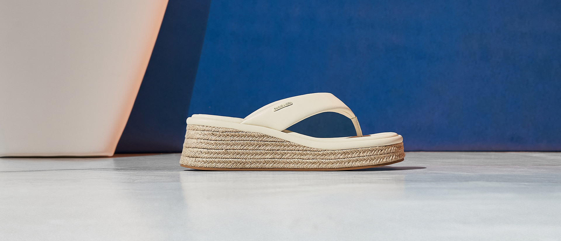 Women’s woven espadrille thong sandals in sand - CHARLES & KEITH