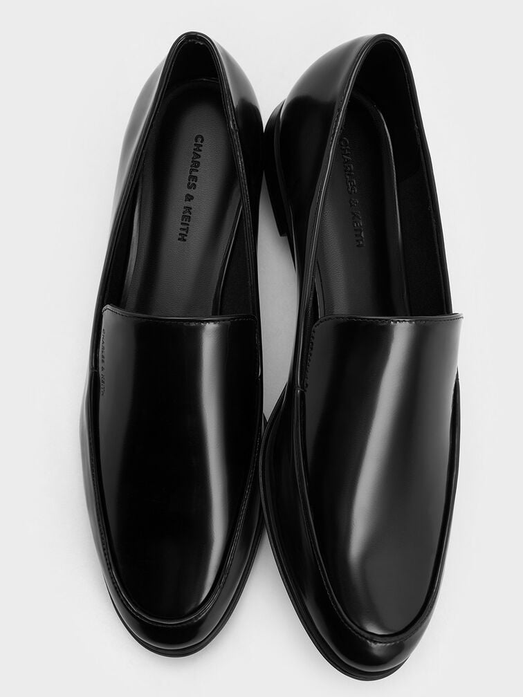 Mocassins à surpiqûres et bout en amande pour femme en noir box - CHARLES & KEITH