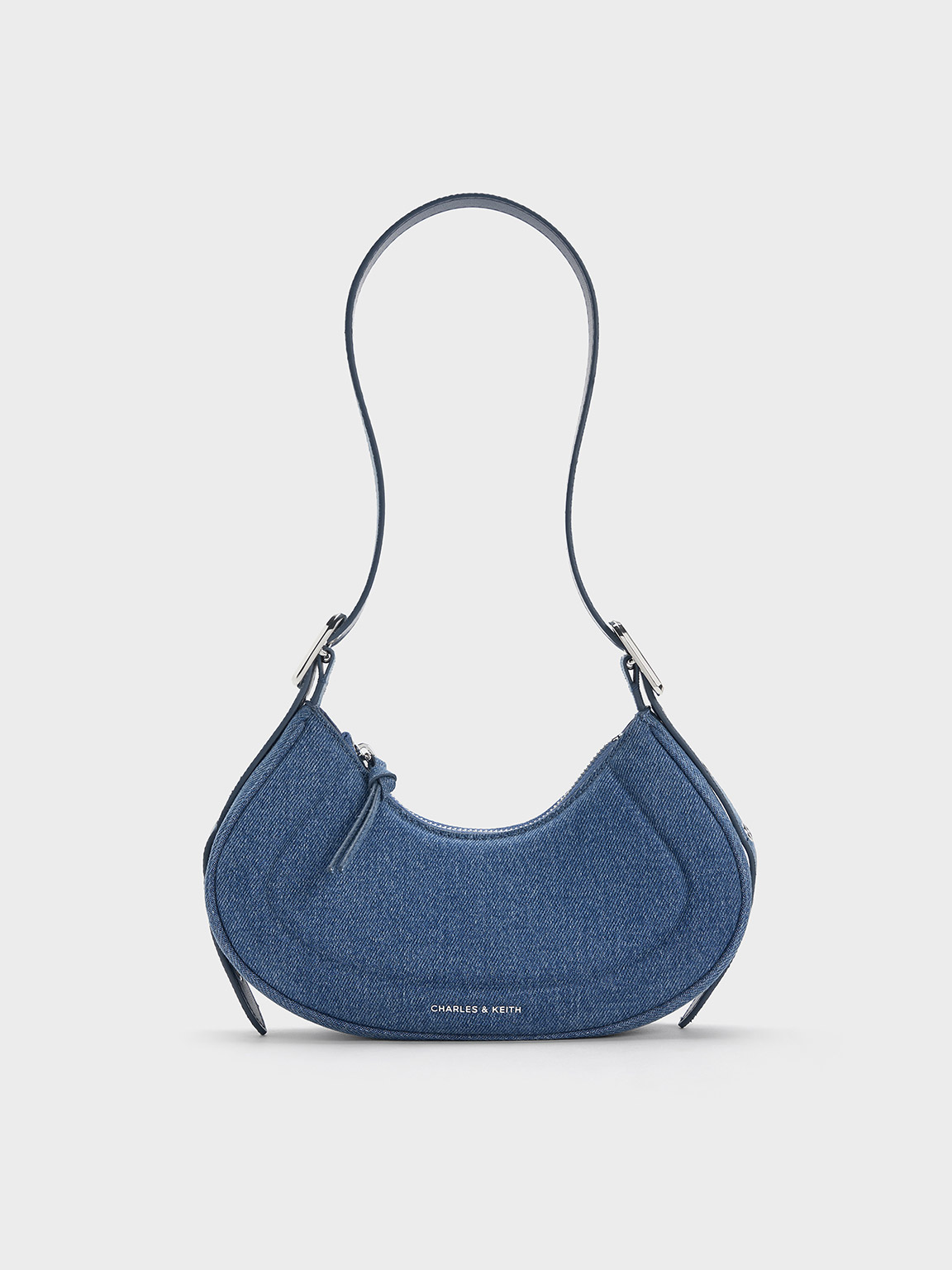 Blue Petra Denim Curved Shoulder Bag CHARLES KEITH GR