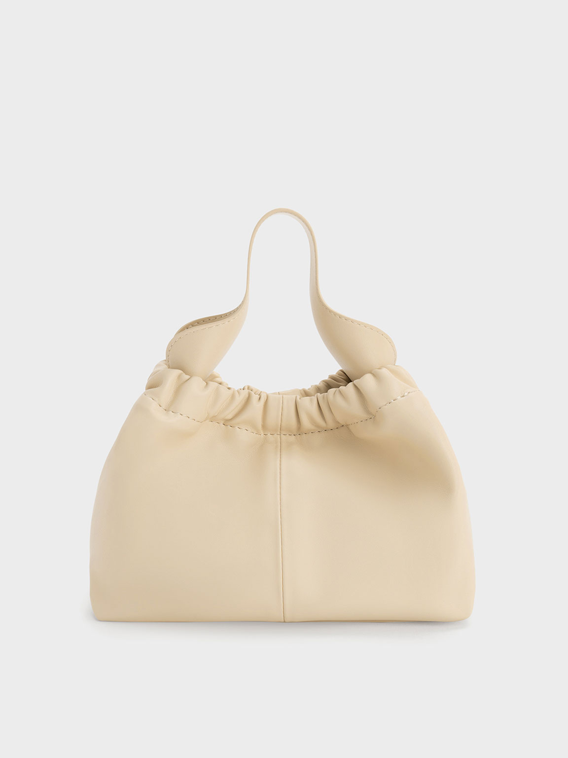 Beige Ally Ruched Slouchy Chain Handle Bag CHARLES KEITH