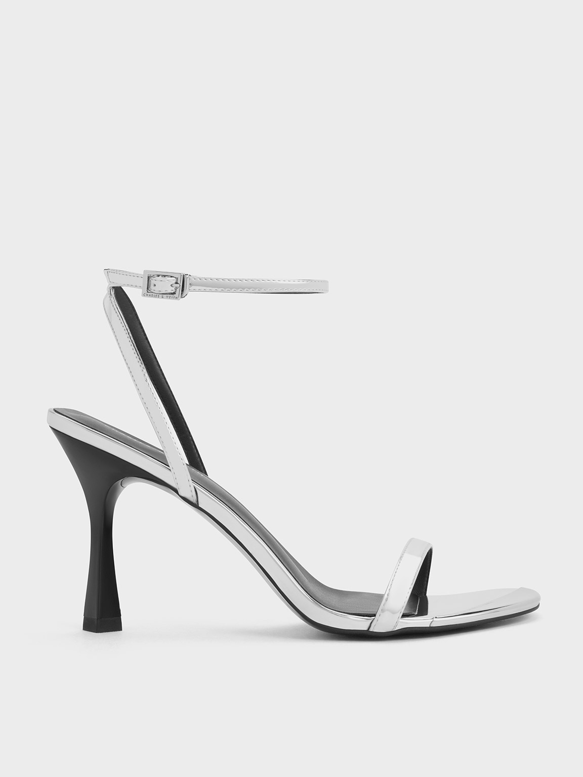 Sandales talon m talliques bride de cheville argents