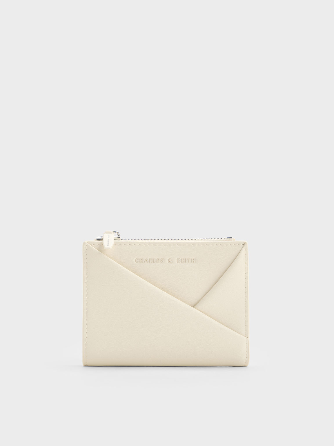 Cream Midori Geometric Top-Zip Wallet | CHARLES & KEITH