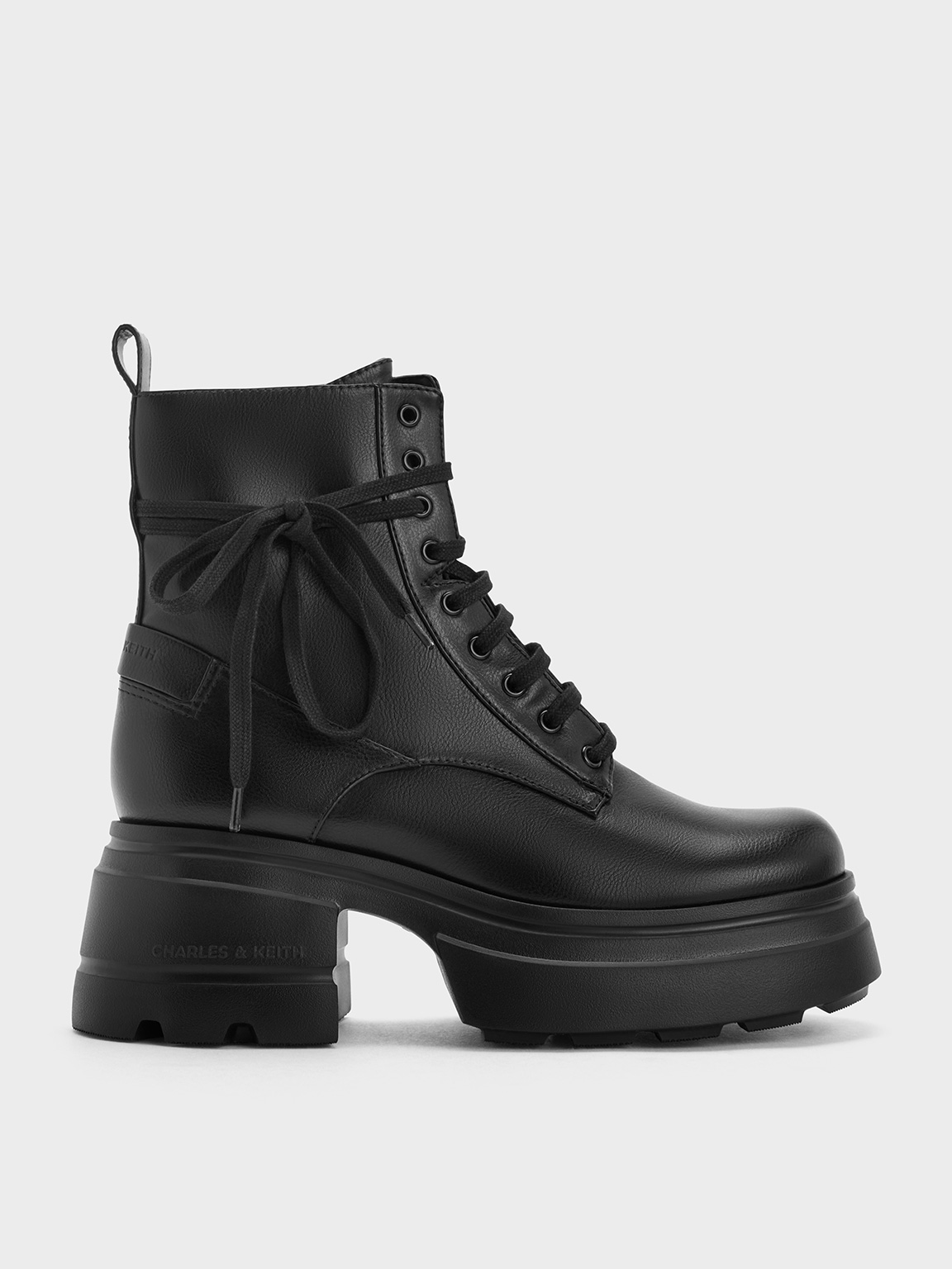 Black patent chunky sole lace up ankle boot hotsell