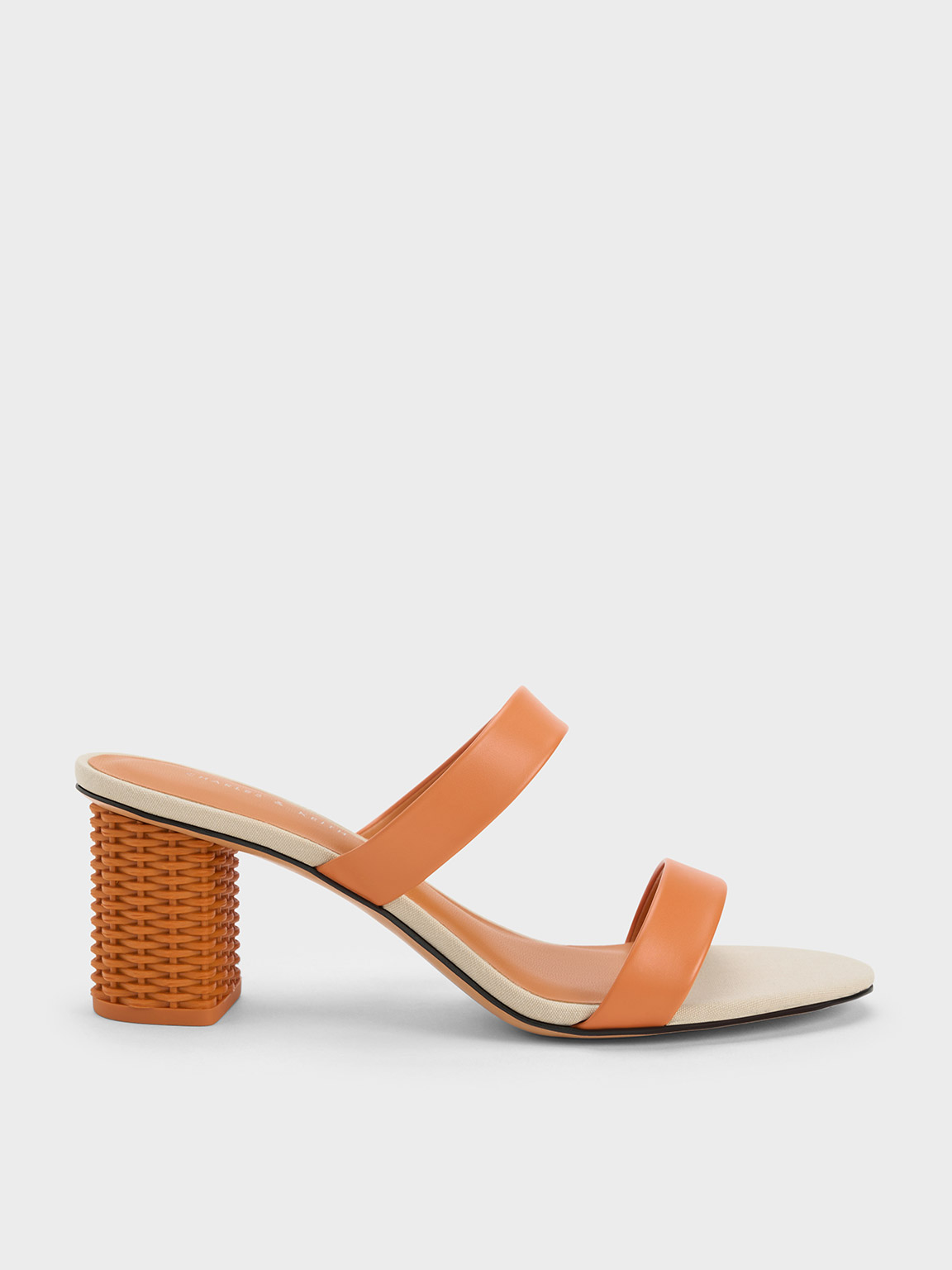 Sandalias de mimbre con tacón de bloque Anaranjado CHARLES & KEITH EU