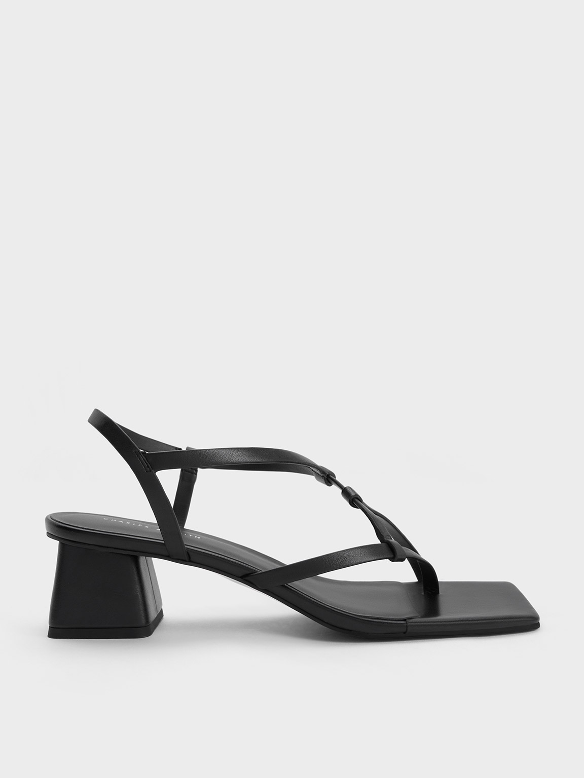 Black Asymmetric Interwoven Thong Sandals CHARLES KEITH DE