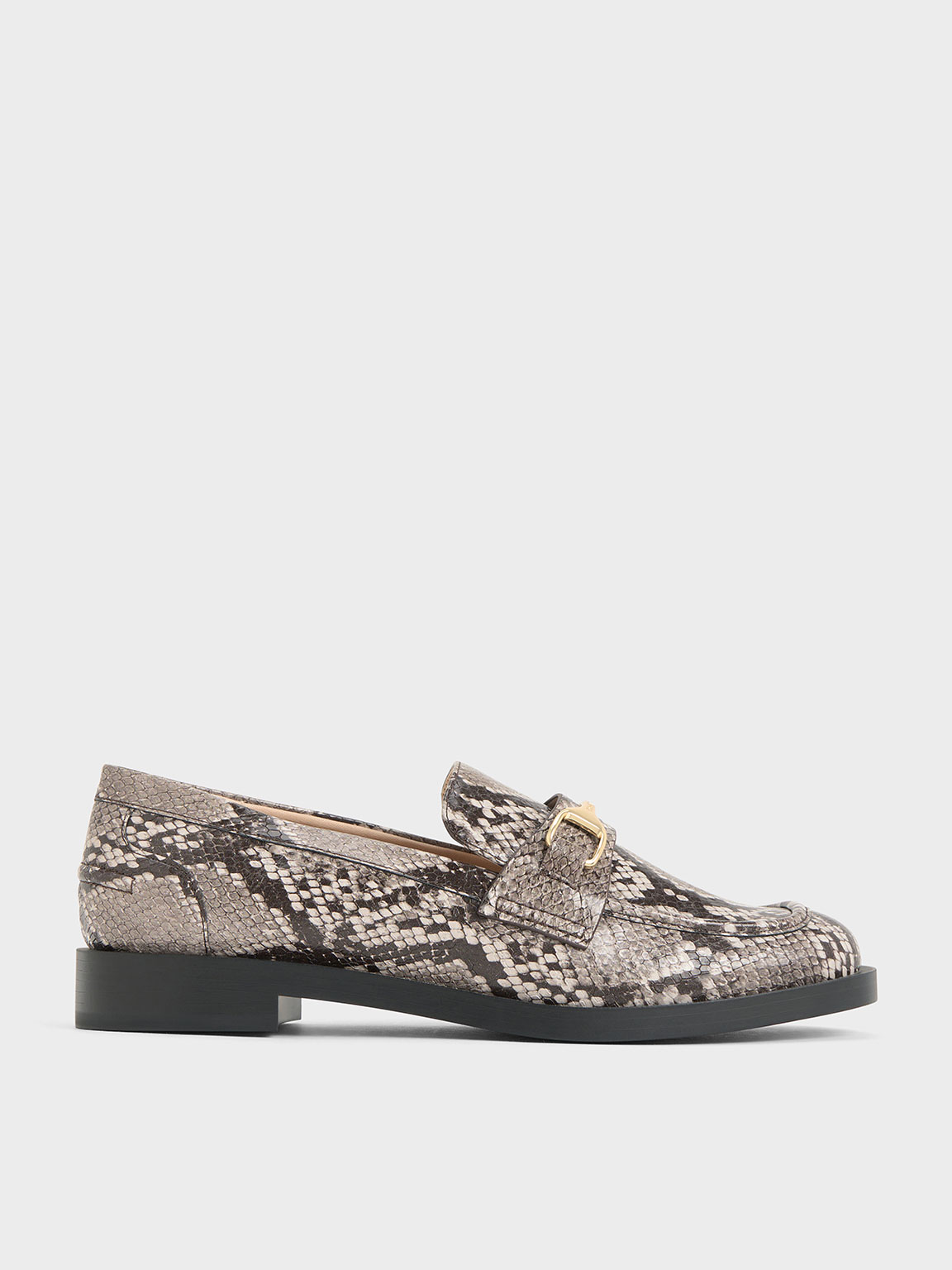 Animal Print Natural Leslie Snake-Print Metallic-Accent Loafers ...