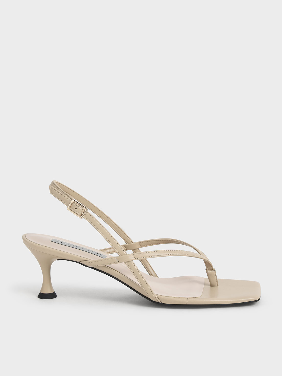 Chalk Trice Metallic Accent Toe-Ring Sandals - CHARLES & KEITH ID