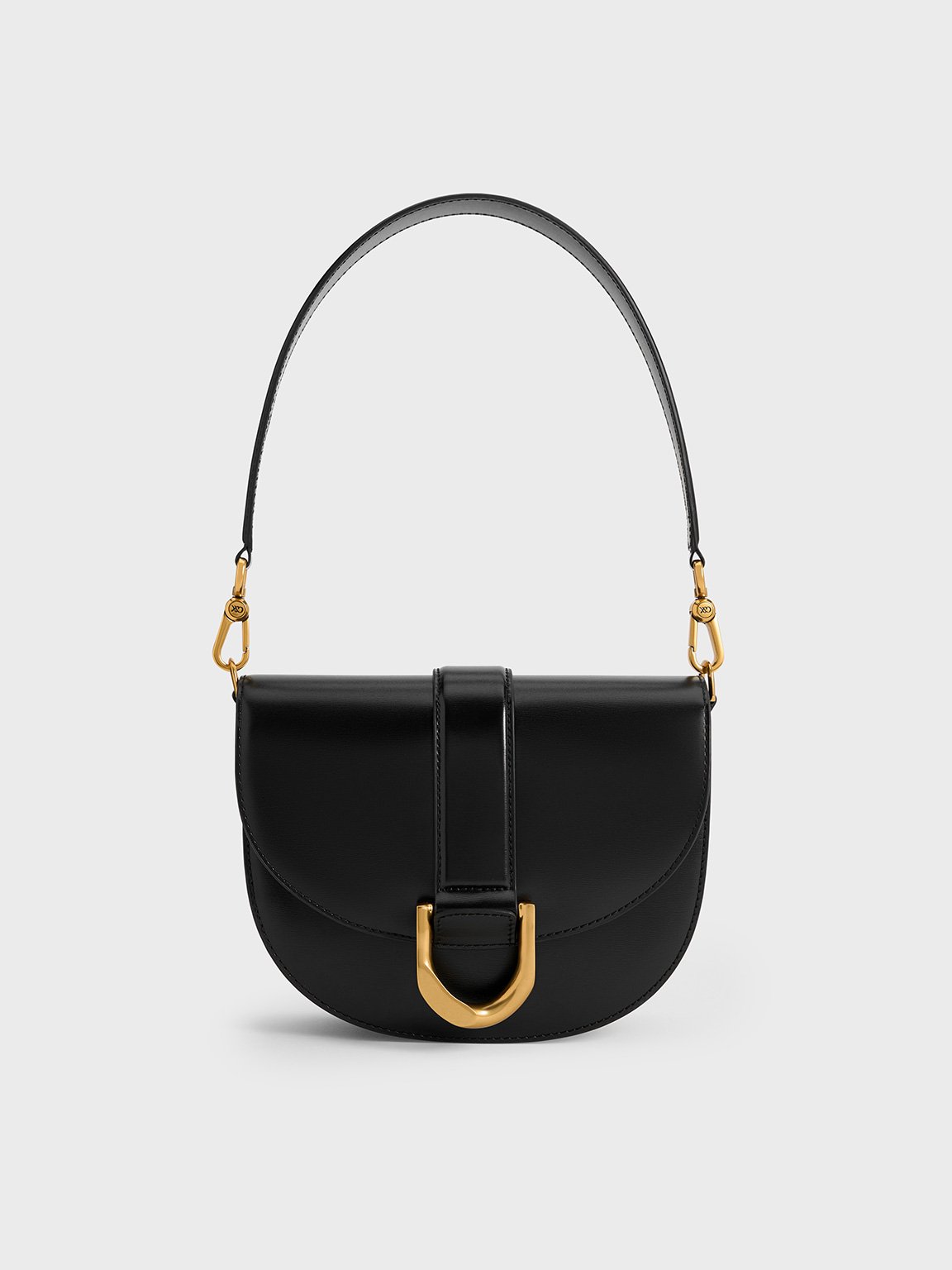 Black leather saddle bag on sale