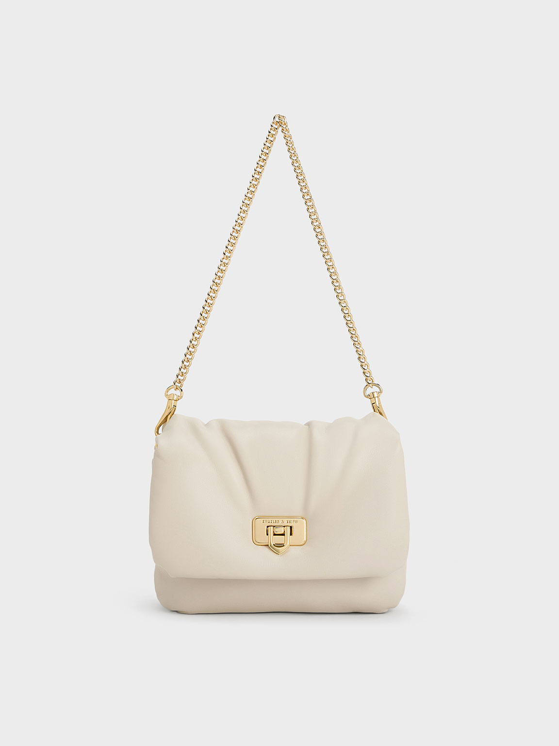 Ivory Paffuto Metallic Accent Chain-Handle Bag - CHARLES & KEITH AT