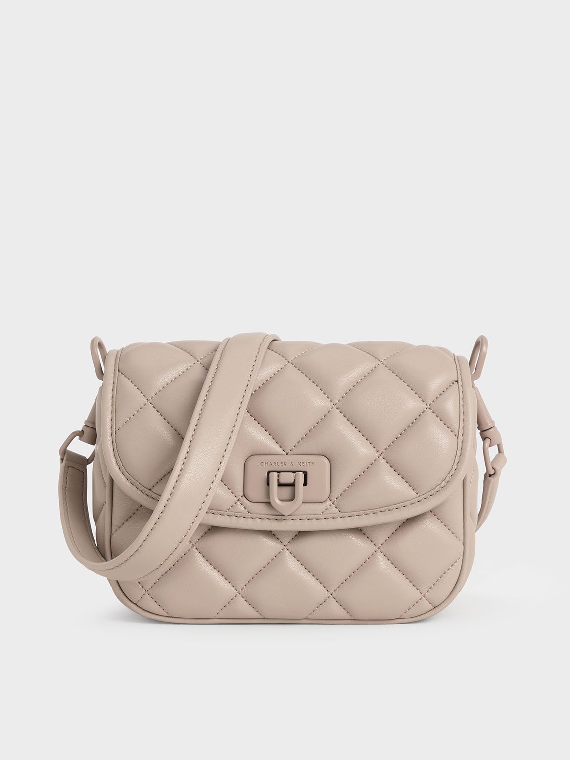 Taupe Cressida Quilted Crossbody Bag CHARLES KEITH