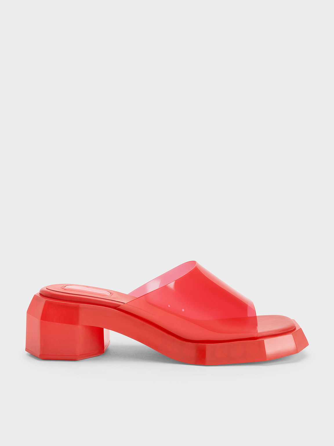 Red Fia See Through Geometric Mules CHARLES KEITH BE