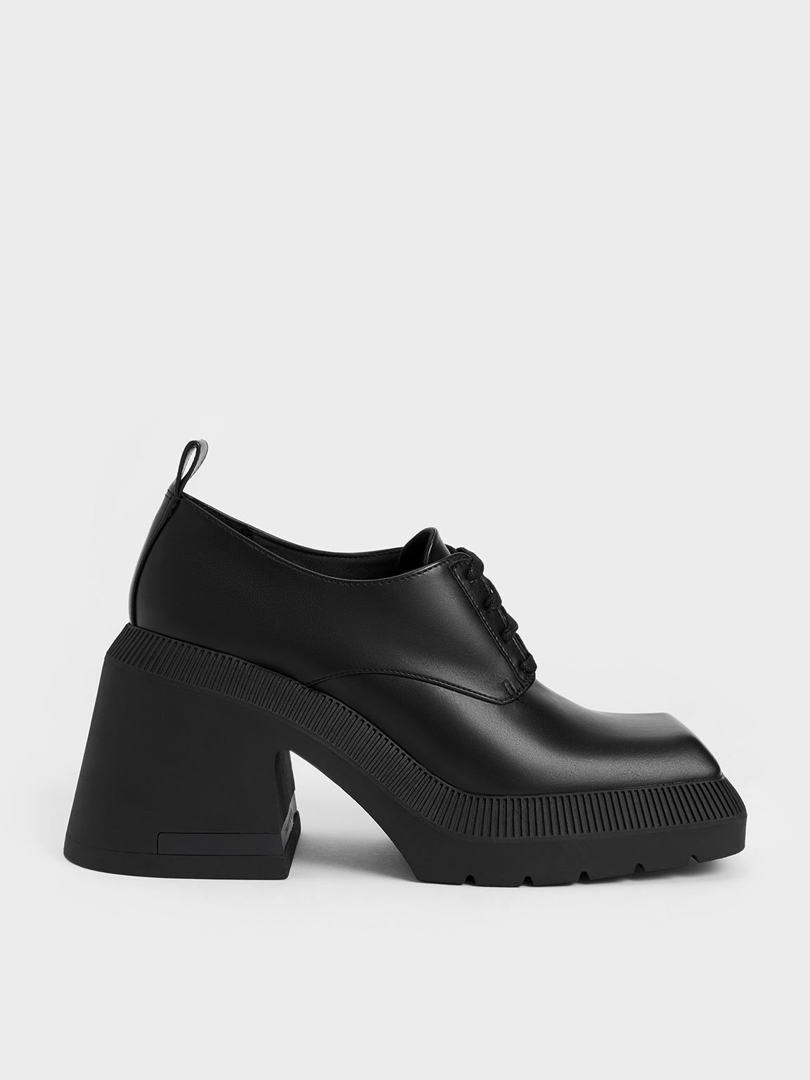 Black Emery Geometric Chunky Oxfords CHARLES KEITH