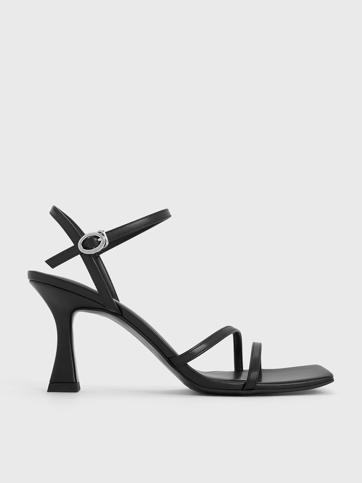 Black Strappy Trapeze Heel Sandals CHARLES KEITH DE