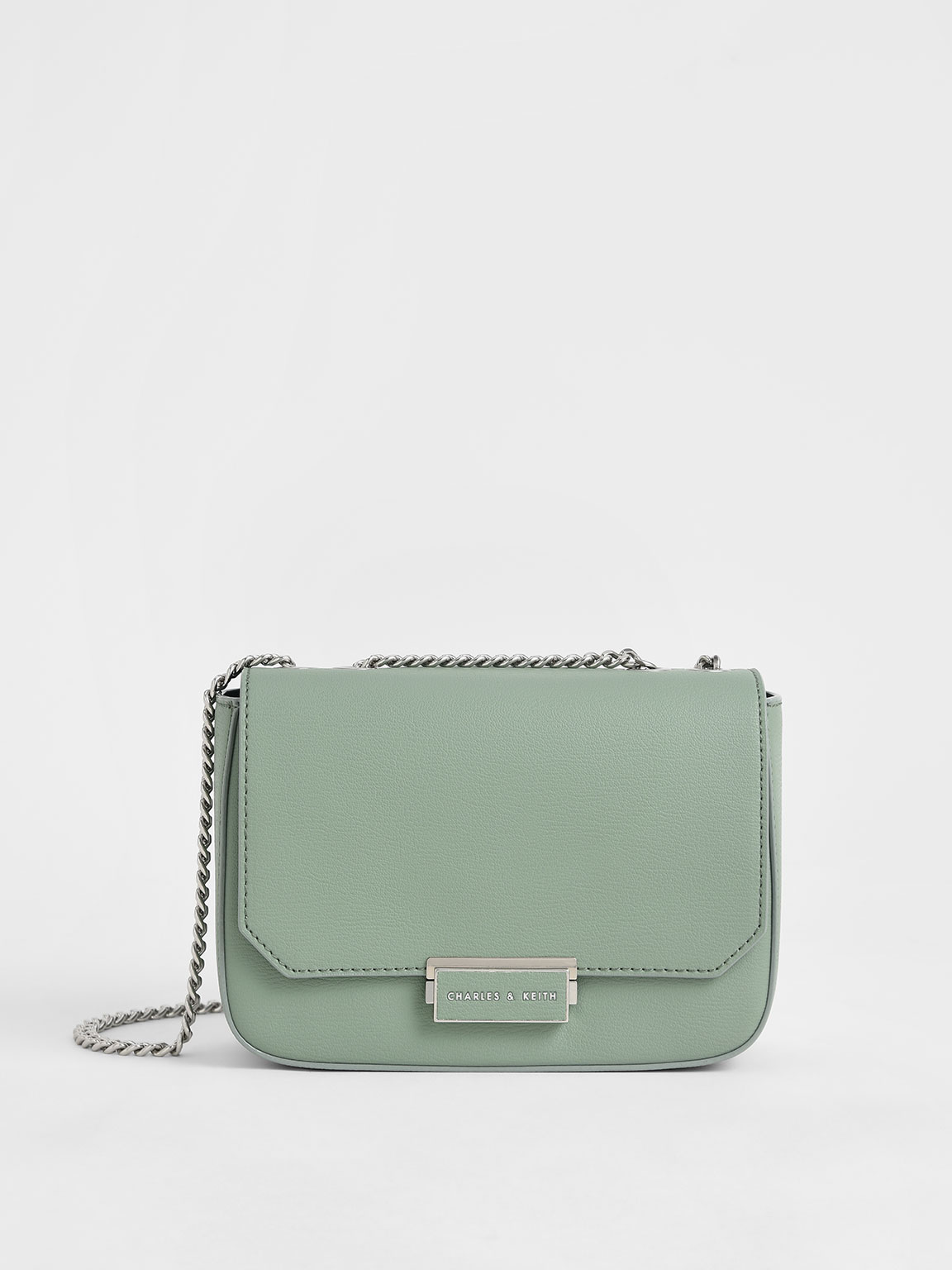 Sage Green Chain Strap Shoulder Bag CHARLES KEITH