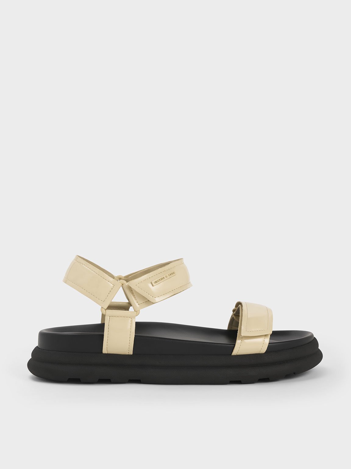 Yellow Patent Strappy Sports Sandals CHARLES KEITH BE