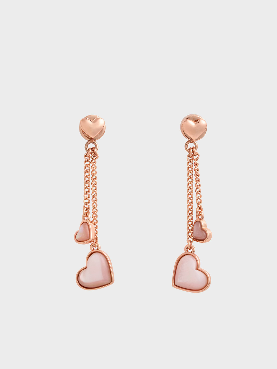 Rose Gold Annalise Stone - CHARLES KEITH IE Earrings Drop Double & Heart