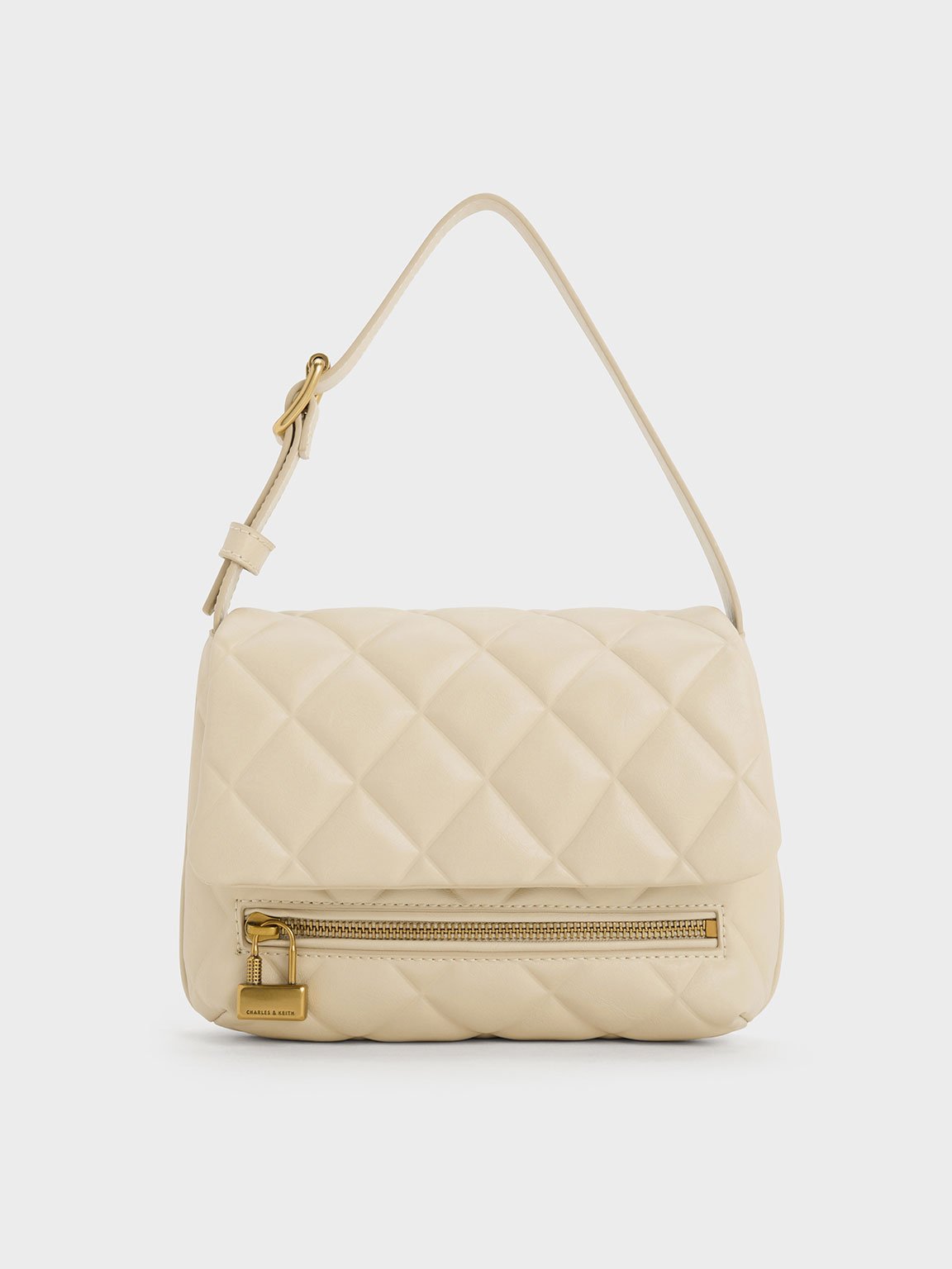 Beige Swing Quilted Chain Handle Bag CHARLES KEITH