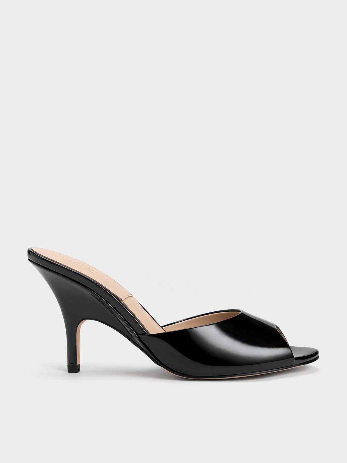 Black peep 2024 toe mule heels