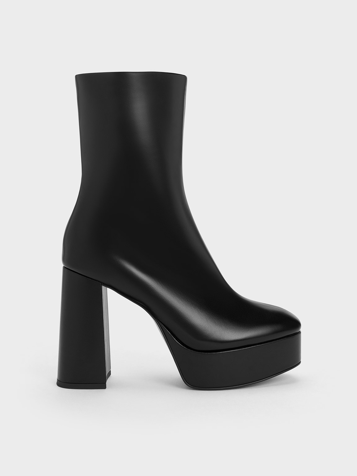 Black Platform Side Zip Ankle Boots CHARLES KEITH DE