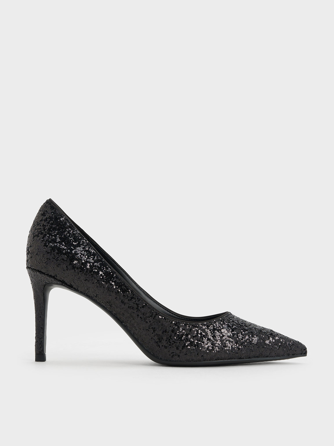 Black glitter heeled outlet shoes